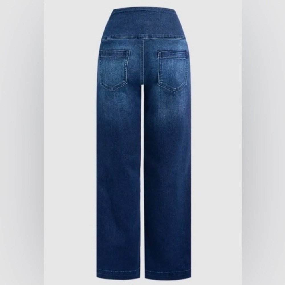Flamingals Wash Seam Front High Rise Straight Leg Jeans Size Large NWT - Picture 6 of 13